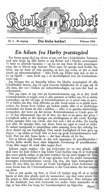 Artikel i kirkebladet - Kirkebudet - 1954